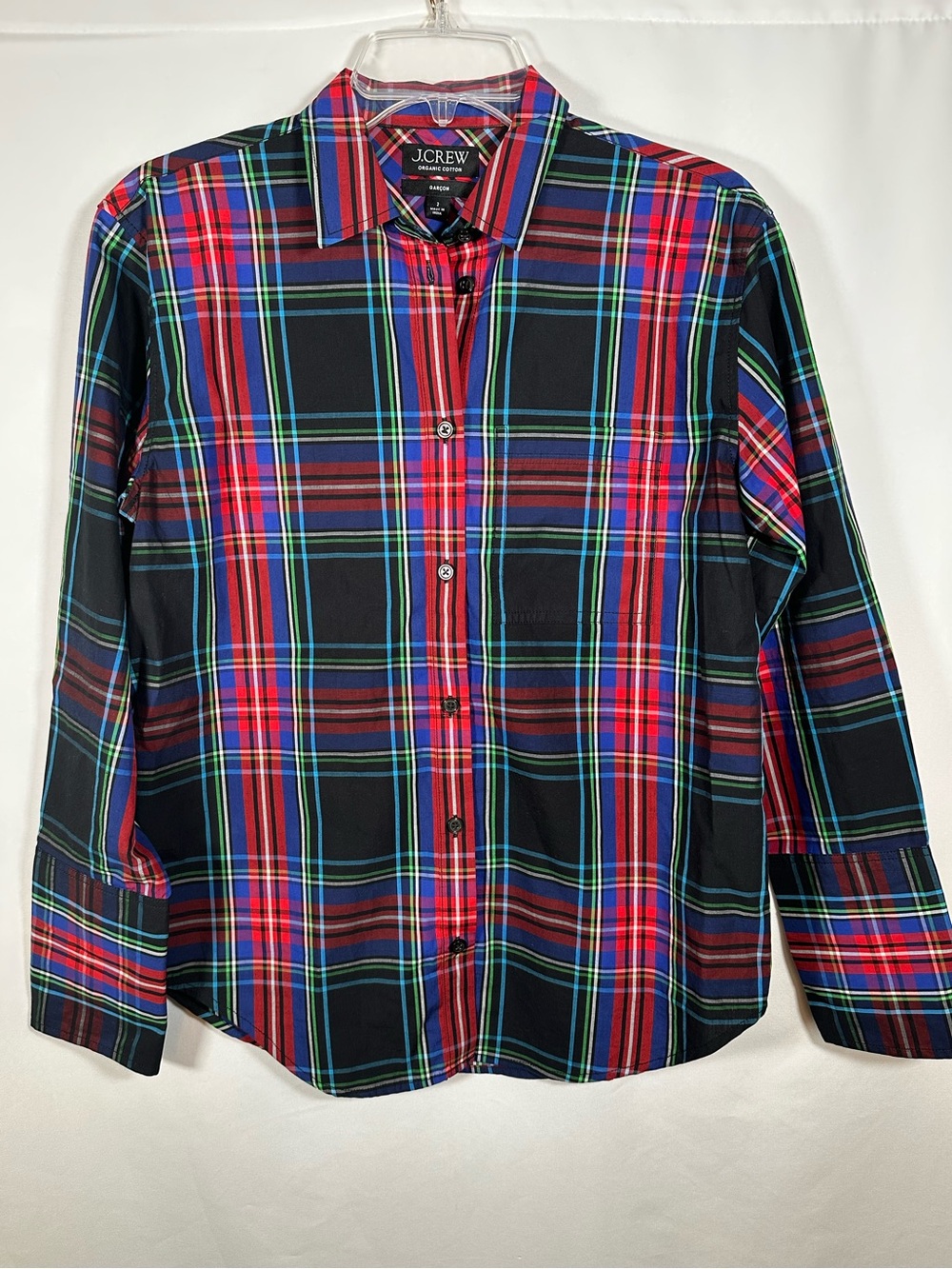 J.Crew Garçon Classic Shirt in Stewart Tartan Organic Cotton Poplin Size 2 BV864